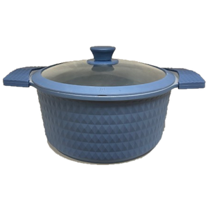 5 Quart Ceramic Non-Stick Diamond Cut Stock Pot with Lid - Blue