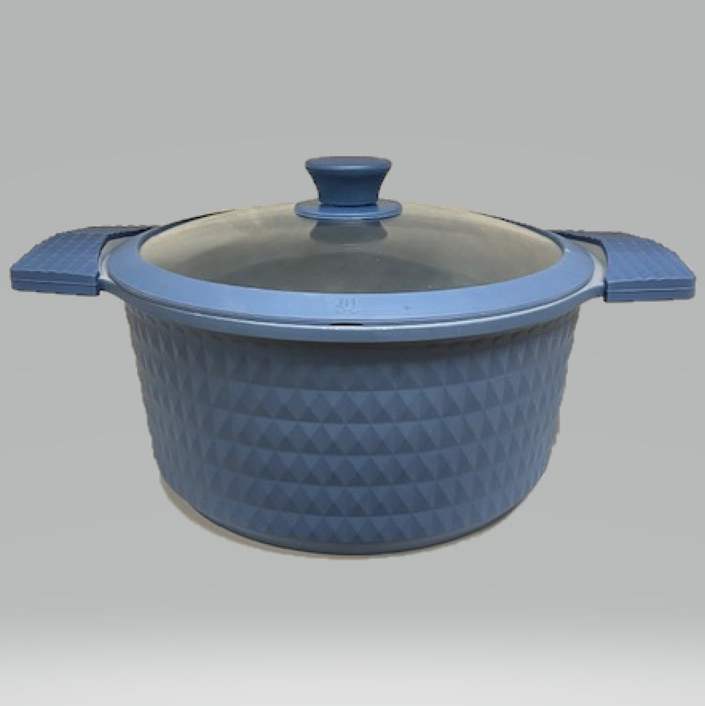 5 Quart Ceramic Non-Stick Diamond Cut Stock Pot with Lid - Blue