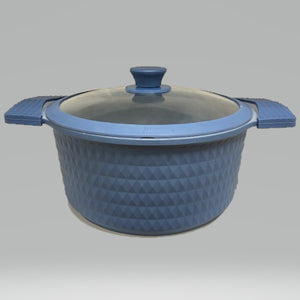 5 Quart Ceramic Non-Stick Diamond Cut Stock Pot with Lid - Blue