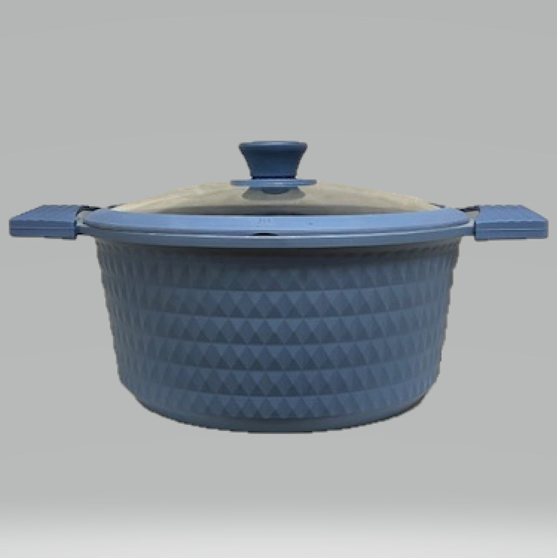 5 Quart Ceramic Non-Stick Diamond Cut Stock Pot with Lid - Blue