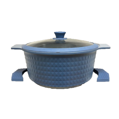 7 Quart Ceramic Non-Stick Diamond Cut Stock Pot with Lid - Blue