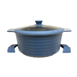 7 Quart Ceramic Non-Stick Diamond Cut Stock Pot with Lid - Blue