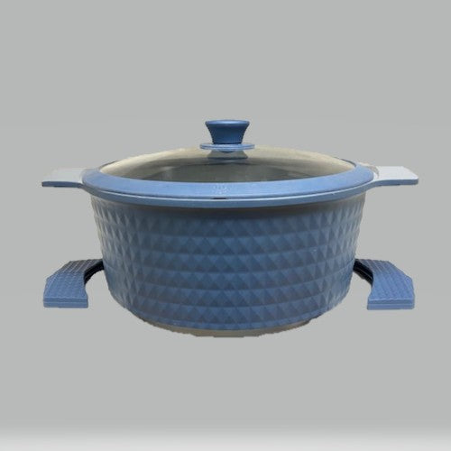 7 Quart Ceramic Non-Stick Diamond Cut Stock Pot with Lid - Blue