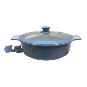 4.5 Quart Ceramic Non-Stick Diamond Cut Low Casserole Pot with Lid - Blue