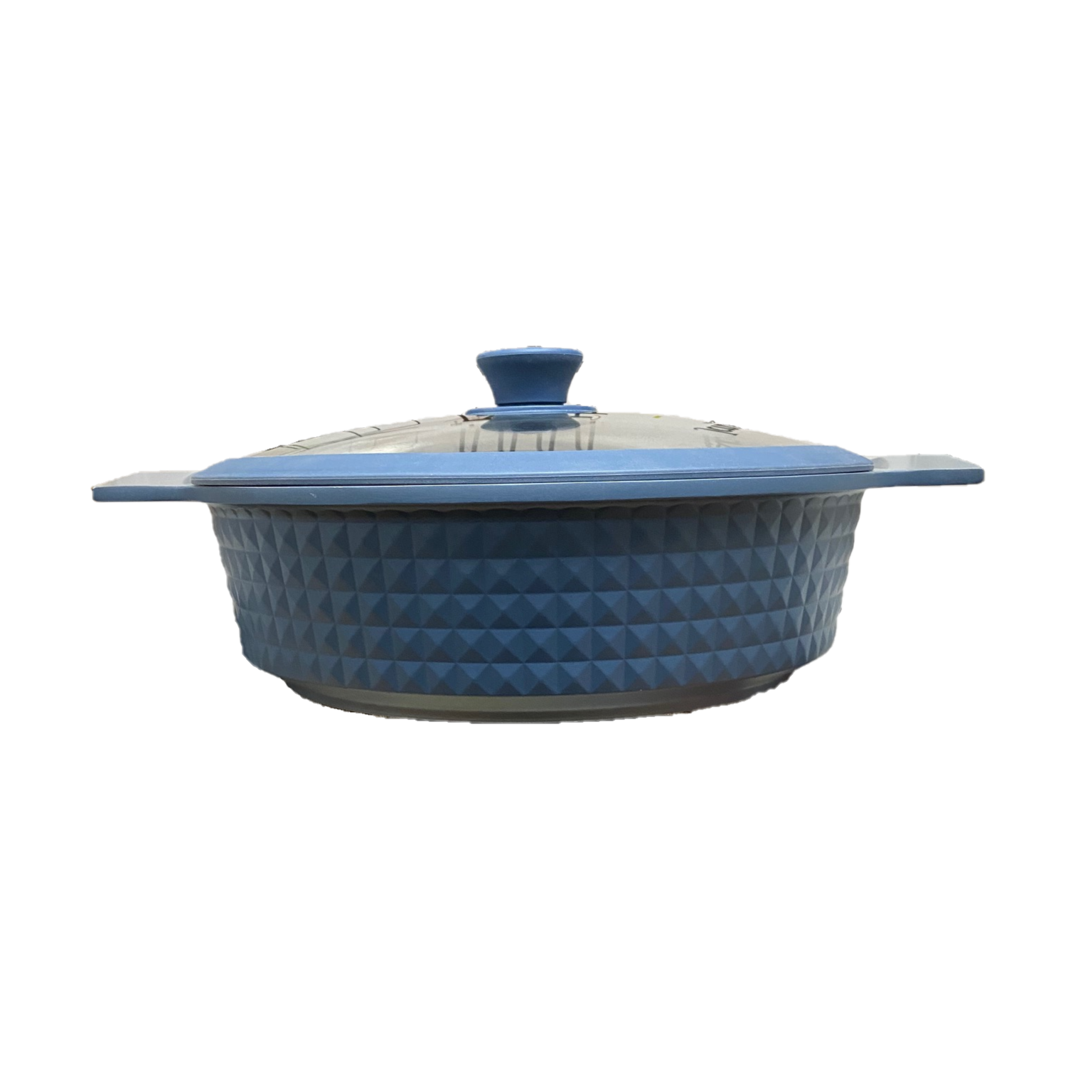 4.5 Quart Ceramic Non-Stick Diamond Cut Low Casserole Pot with Lid - Blue