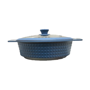 4.5 Quart Ceramic Non-Stick Diamond Cut Low Casserole Pot with Lid - Blue