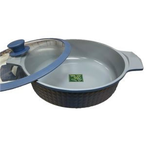 4.5 Quart Ceramic Non-Stick Diamond Cut Low Casserole Pot with Lid - Blue