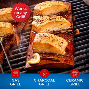 Pre-Soaked Cedar Grilling Planks for Fish on BBQ - Ready to Use