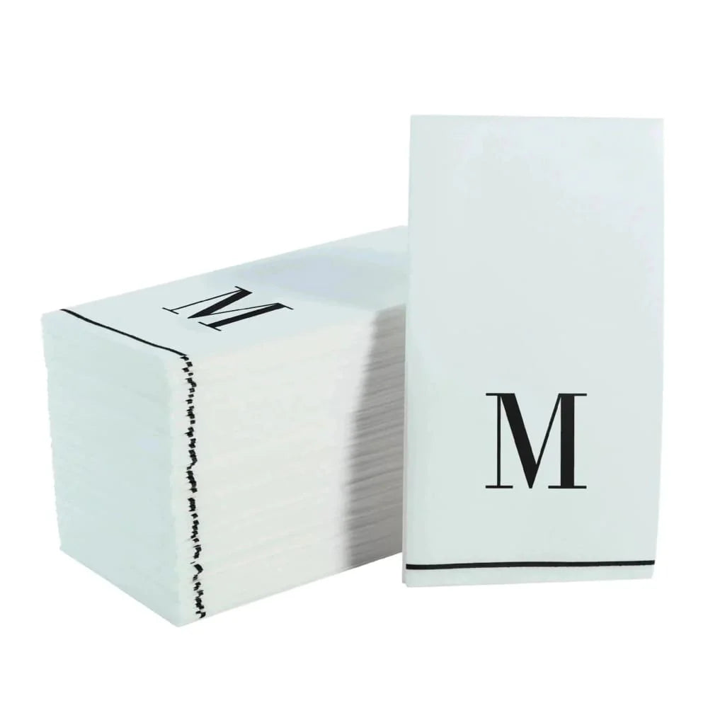 Black Letter M initial Dinner/ Guest Napkins 14 Ct