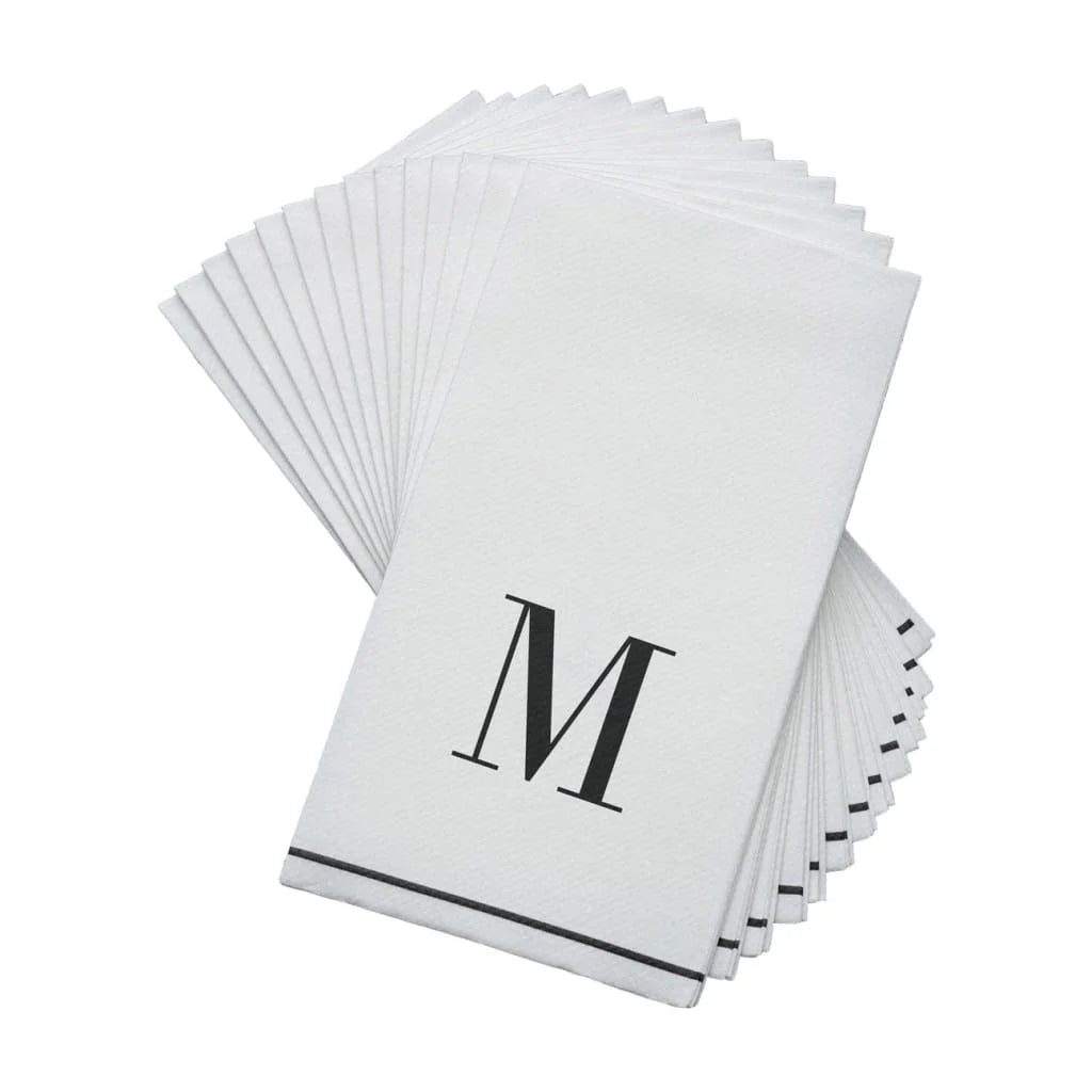 Black Letter M initial Dinner/ Guest Napkins 14 Ct