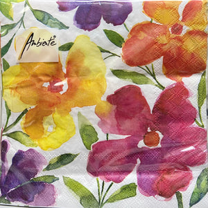 Blooming Flowers Printed Lunch Napkins - 20 Count