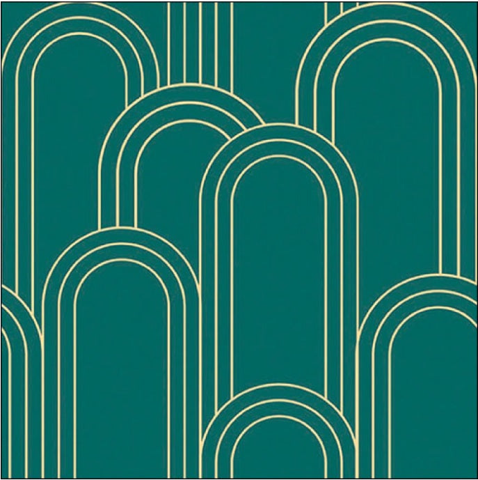 Geometric Gold Green Printed Lunch Napkins - 20 Count