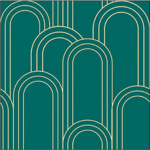 Geometric Gold Green Printed Lunch Napkins - 20 Count