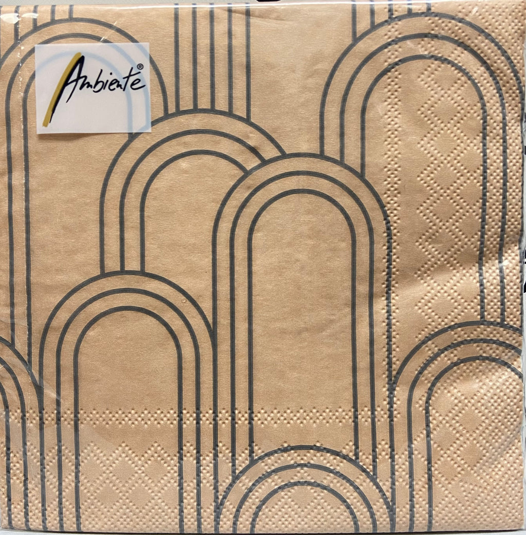 Geometric Terracotta Grey Printed Lunch Napkins - 20 Count