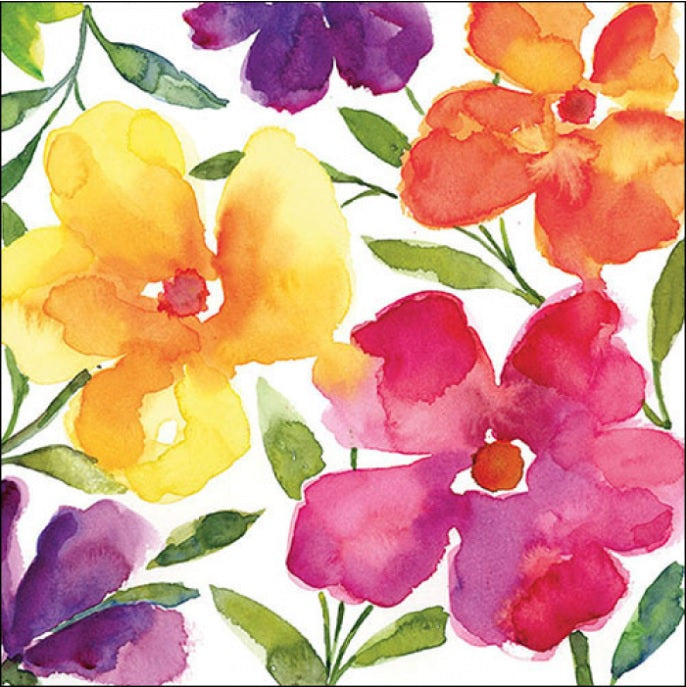 Blooming Flowers Printed Lunch Napkins - 20 Count