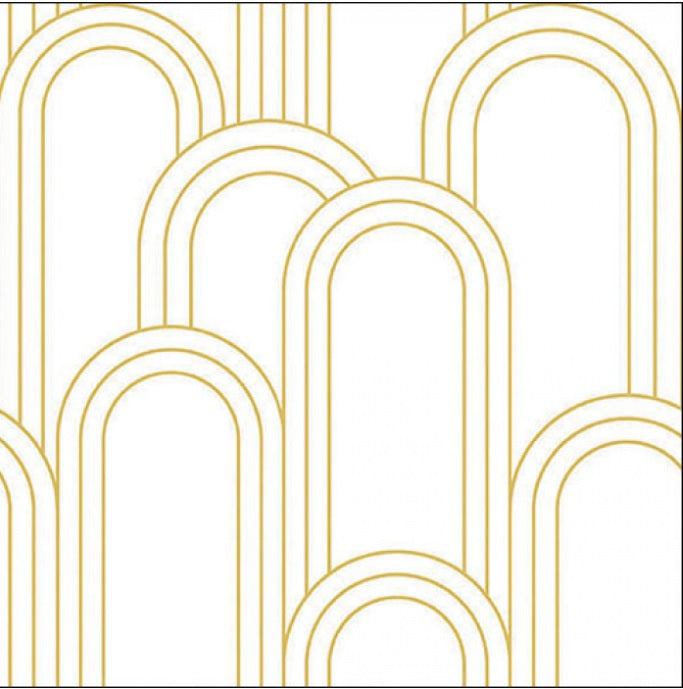 Geometric White Gold Printed Lunch Napkins - 20 Count