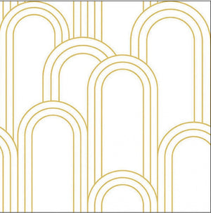 Geometric White Gold Printed Lunch Napkins - 20 Count