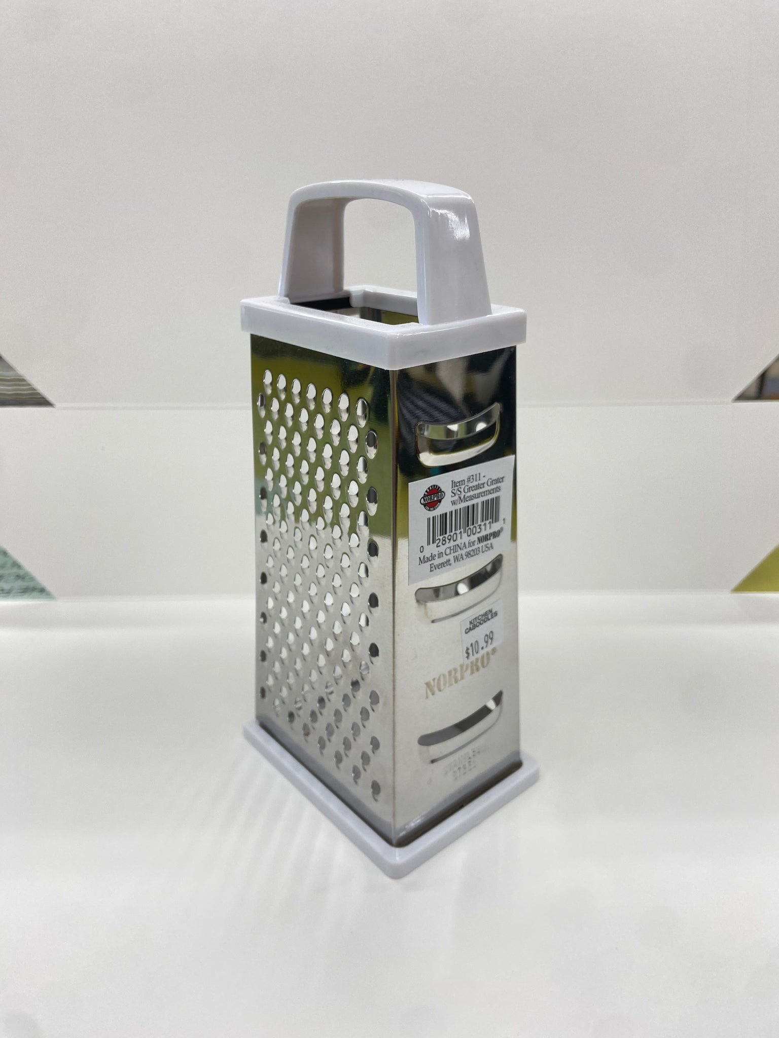 4-Sided Stainless Steel Grater with Catch and Measurements