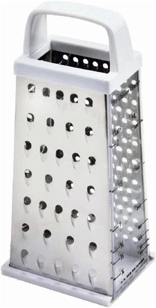 4-Sided Stainless Steel Grater with Catch and Measurements