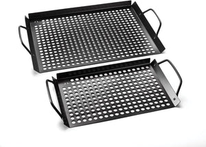 Barbecue Grill Grids/ Grill Baskets with Handles - 2 Piece Set