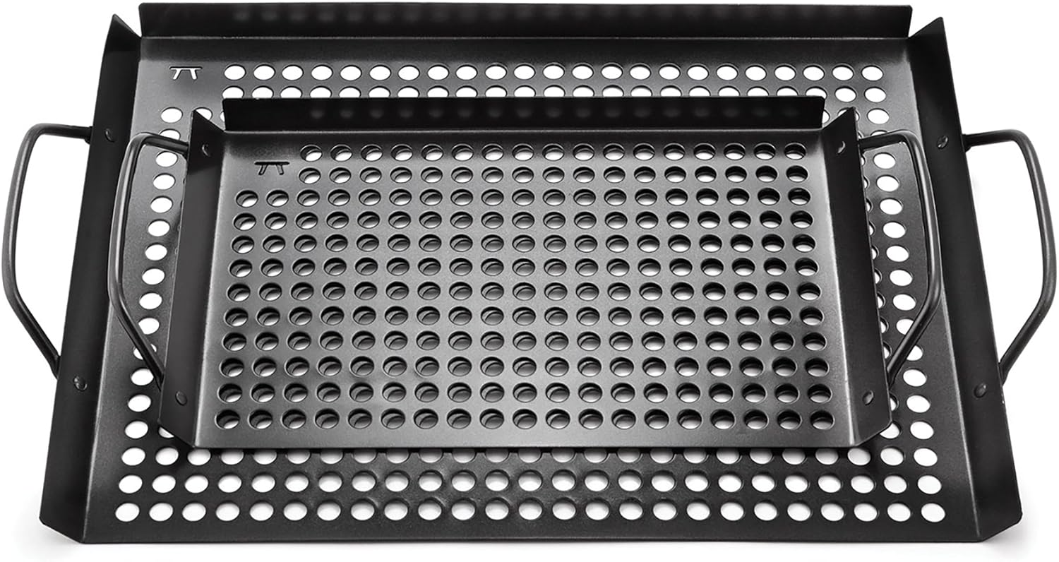 Barbecue Grill Grids/ Grill Baskets with Handles - 2 Piece Set