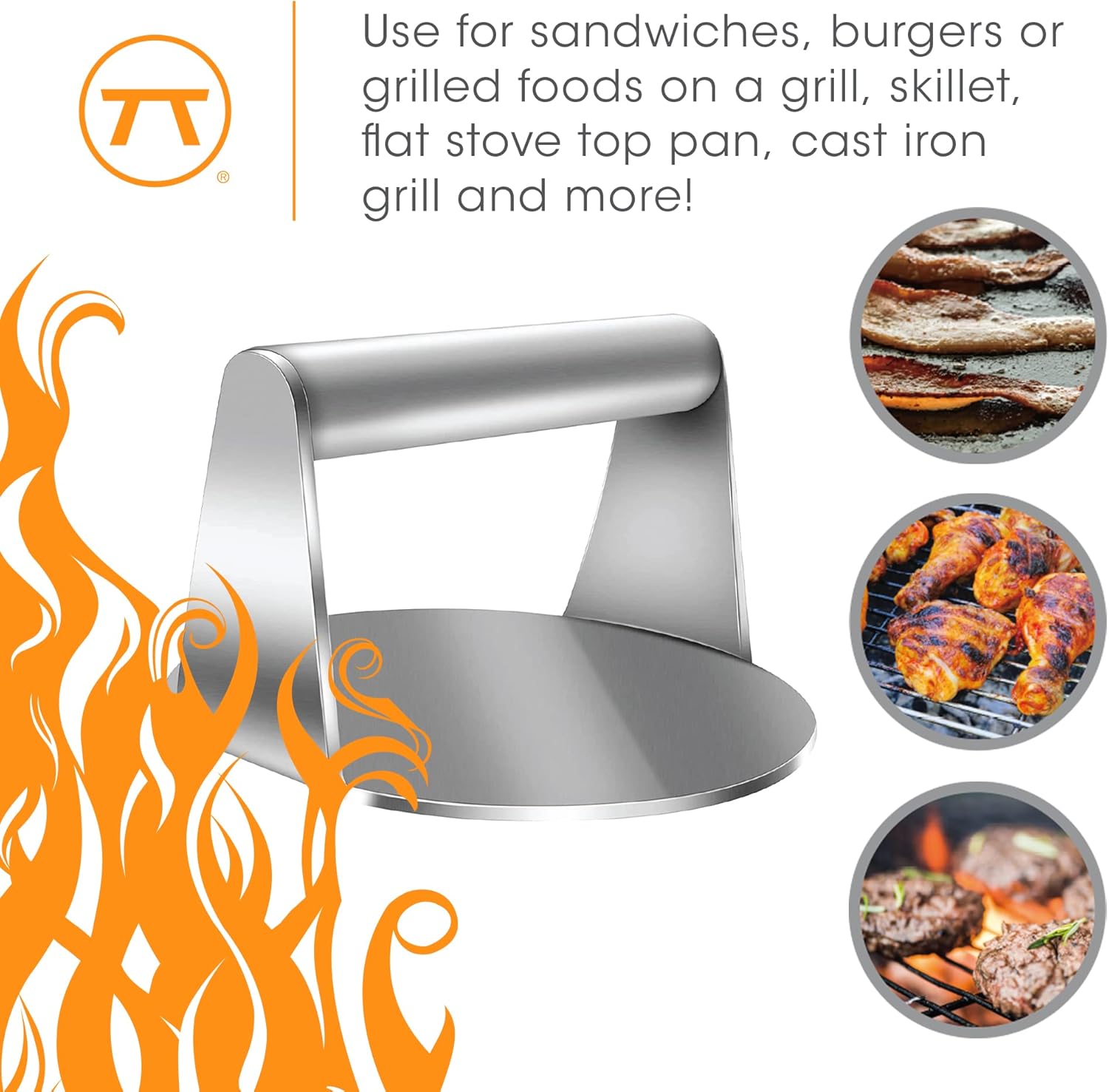 Stainless Burger Smasher - Grill Press for Smashburgers