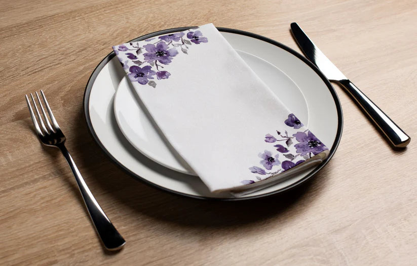 Purple Watercolor Floral Dinner/ Guest Napkins 16 Ct