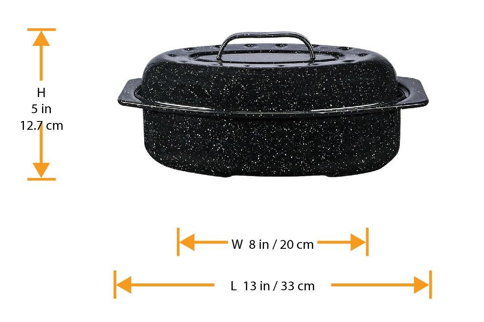 Small 13" inch Enameled Covered Roaster, 7 lb Capacity