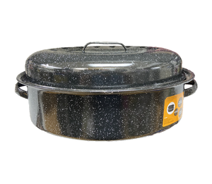 Large 18" inch Enameled Speckled Roaster, 15 lb Capacity