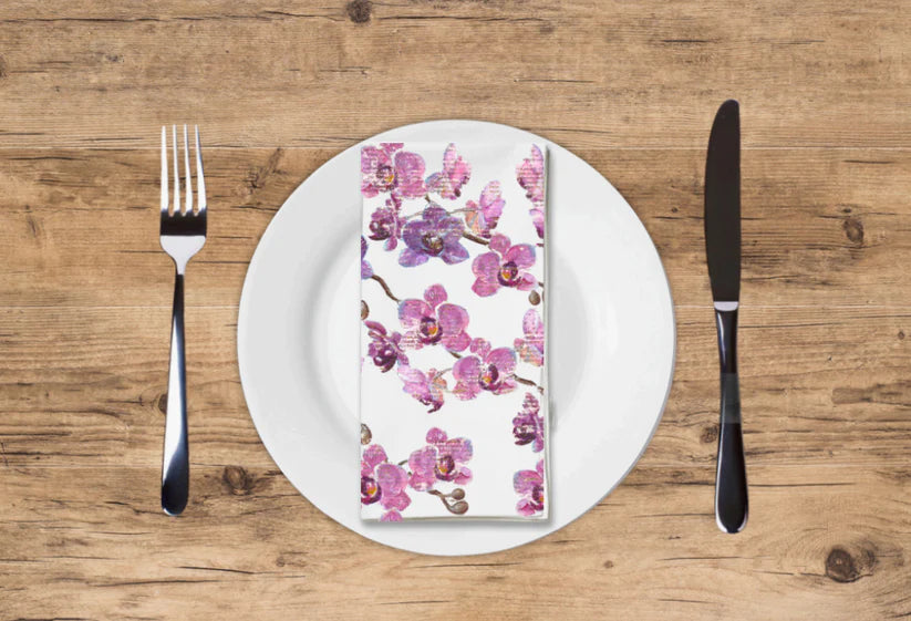 Rustic Orchid Floral Dinner/ Guest Napkins 16 Ct