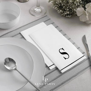 Black Letter S initial Dinner/ Guest Napkins 14 Ct