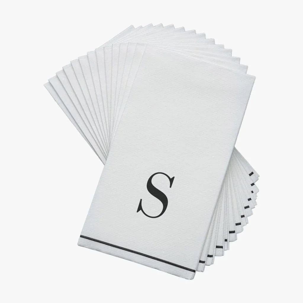 Black Letter S initial Dinner/ Guest Napkins 14 Ct