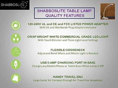 Shabbos Lite LED Gooseneck Table Lamp Kosher for Shabbat