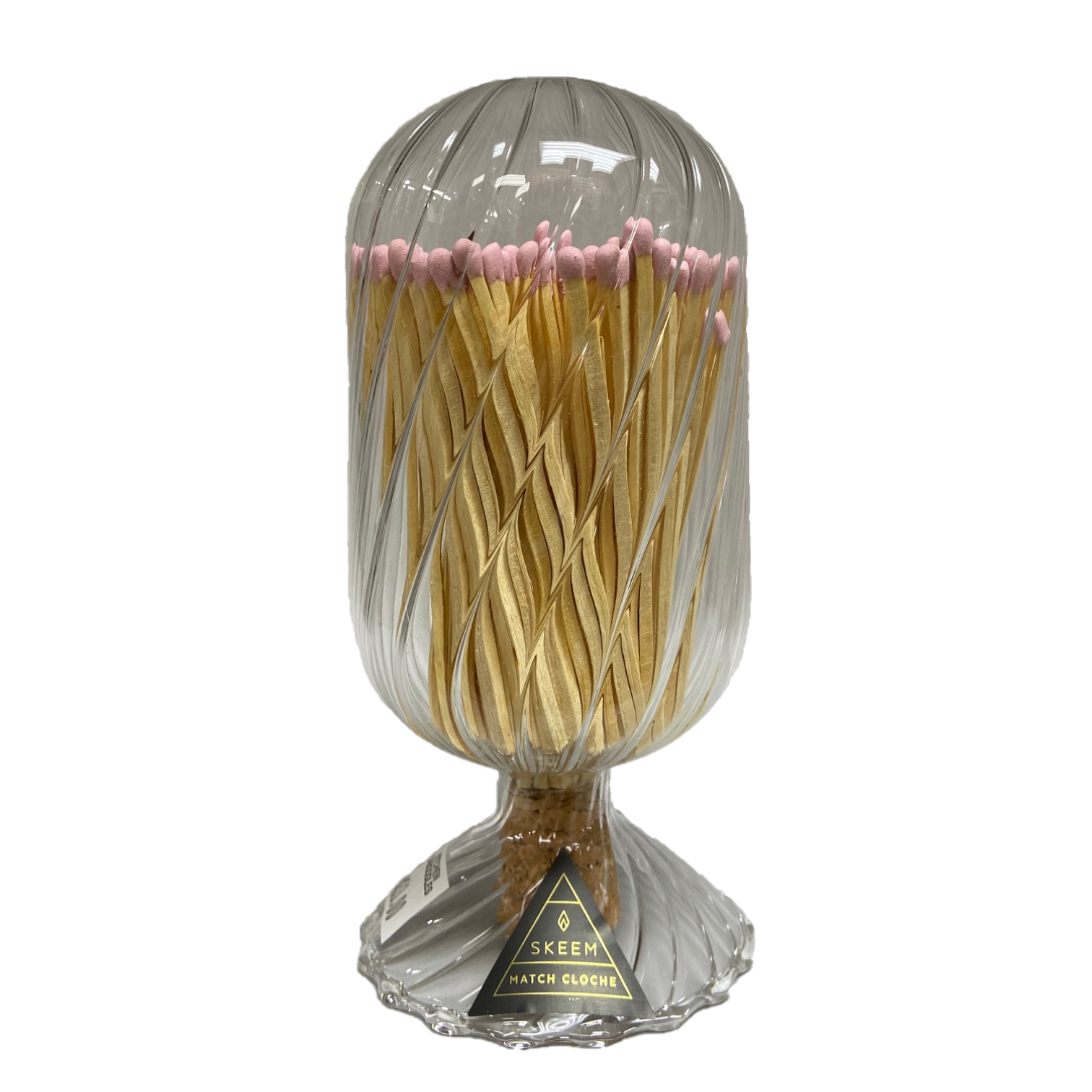 Ribbed Glass Bulb Matches with Pink Tips