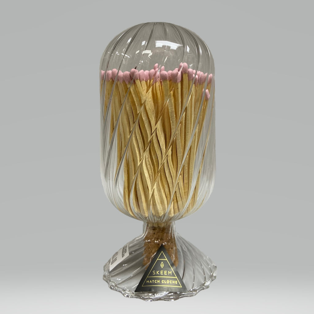 Ribbed Glass Bulb Matches with Pink Tips