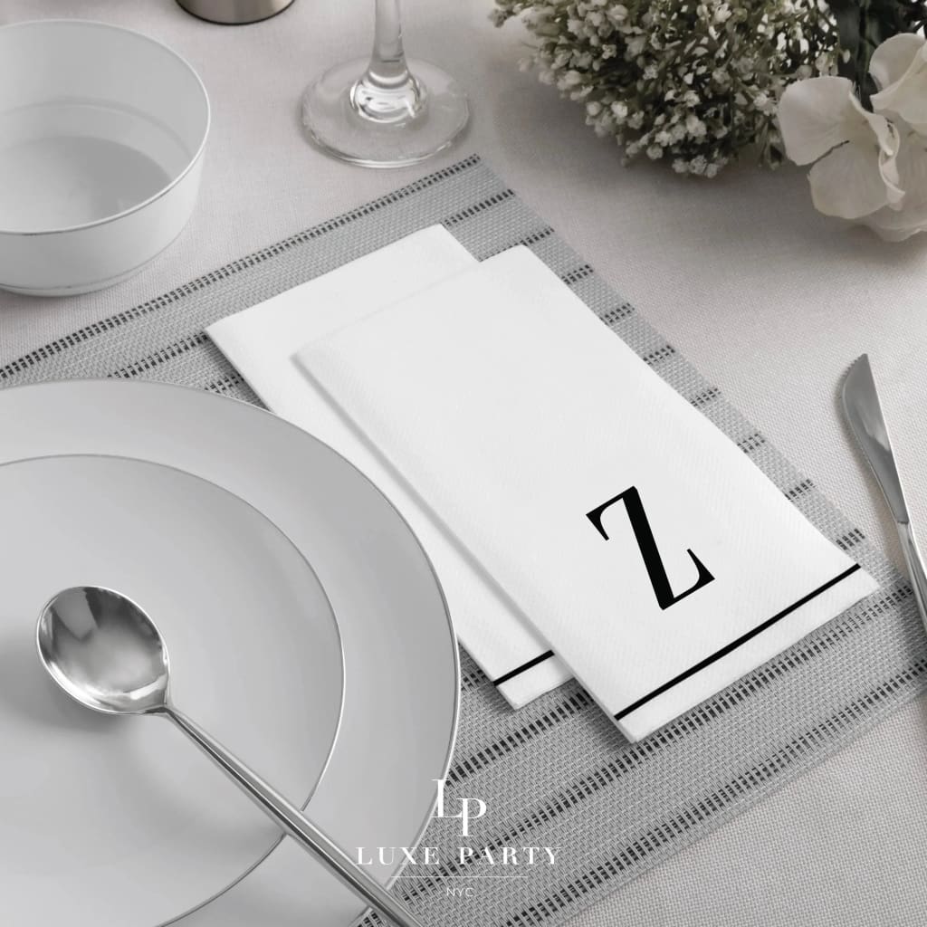 Black Letter Z initial Dinner/ Guest Napkins 14 Ct