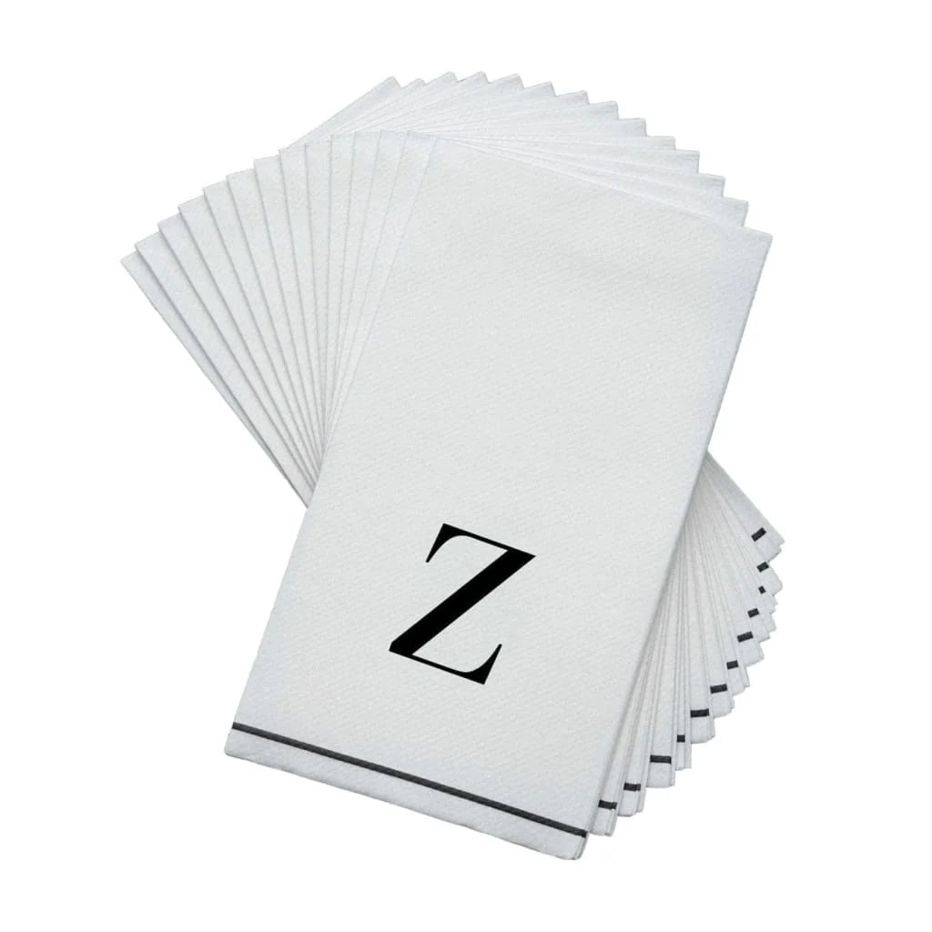 Black Letter Z initial Dinner/ Guest Napkins 14 Ct