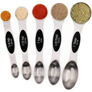 Magnetic two sided measuring spoons