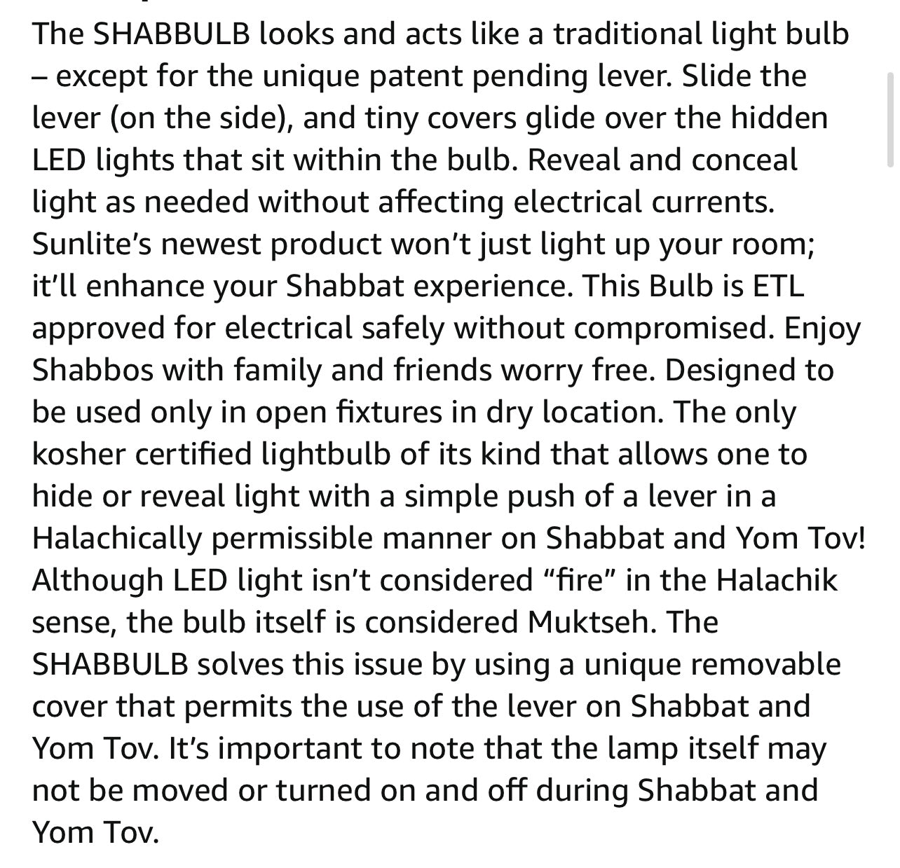 Shabulb Shabbat bulb